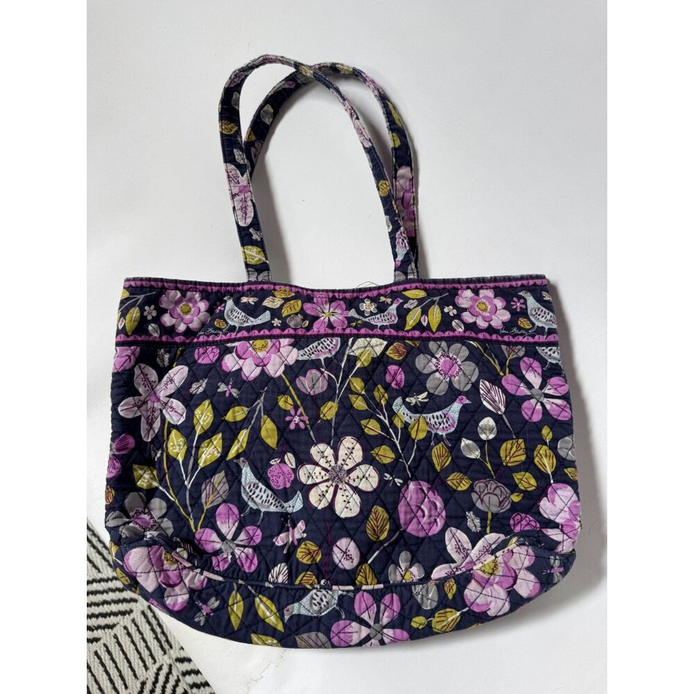 Vera Bradley Floral Quilted Tote Bag With Dual Handles Wear on Straps and edges